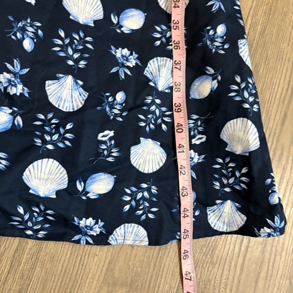 ANN TAYLOR NWT Linen Blend Seashell Navy Halter Dress Sz 10 Coastal Nautical - Picture 8 of 10